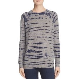 AQUA Cashmere Tie Dye Crewneck Cashmere Sweater grey at Bloomingdales